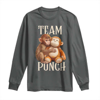 Team Punch Cute Baby Monkey Hugging Plush Toy Graphic Long Sleeve Shirt
