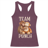 Team Punch Cute Baby Monkey Hugging Plush Toy Graphic Racerback Tank Top