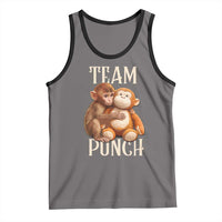 Team Punch Cute Baby Monkey Hugging Plush Toy Graphic Tank Top