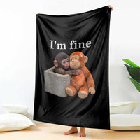 I’m Fine Viral Punch Monkey Meme Throw Blanket Cute Baby Monkey Hugging Plush Emotional Humor Gift