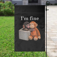I’m Fine Viral Punch Monkey Meme Garden Flag Cute Baby Monkey Hugging Plush Emotional Humor Gift