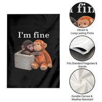I’m Fine Viral Punch Monkey Meme Garden Flag Cute Baby Monkey Hugging Plush Emotional Humor Gift