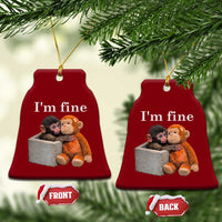I’m Fine Viral Punch Monkey Meme Ceramic Ornament Cute Baby Monkey Hugging Plush Emotional Humor Gift