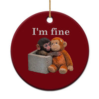 I’m Fine Viral Punch Monkey Meme Ceramic Ornament Cute Baby Monkey Hugging Plush Emotional Humor Gift