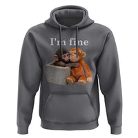 I’m Fine Viral Punch Monkey Meme Hoodie Cute Baby Monkey Hugging Plush Emotional Humor Gift