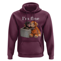 I’m Fine Viral Punch Monkey Meme Hoodie Cute Baby Monkey Hugging Plush Emotional Humor Gift