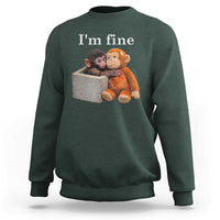 I’m Fine Viral Punch Monkey Meme Sweatshirt Cute Baby Monkey Hugging Plush Emotional Humor Gift
