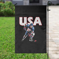 USA Ice Hockey Player Patriotic Graphic Garden Flag Red White and Blue American Sports Fan
