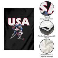 USA Ice Hockey Player Patriotic Graphic Garden Flag Red White and Blue American Sports Fan