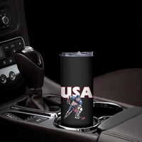 USA Ice Hockey Player Patriotic Graphic Skinny Tumbler Red White and Blue American Sports Fan