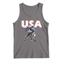 USA Ice Hockey Player Patriotic Graphic Tank Top Red White and Blue American Sports Fan