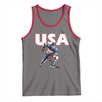 USA Ice Hockey Player Patriotic Graphic Tank Top Red White and Blue American Sports Fan