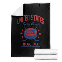 United States Hockey Champs 2026 Milan Italy Throw Blanket Patriotic USA Gold Medal Winter Games Fan