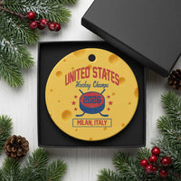 United States Hockey Champs 2026 Milan Italy Ceramic Ornament Patriotic USA Gold Medal Winter Games Fan
