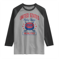 United States Hockey Champs 2026 Milan Italy Raglan Shirt Patriotic USA Gold Medal Winter Games Fan
