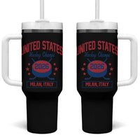 United States Hockey Champs 2026 Milan Italy Tumbler With Handle Patriotic USA Gold Medal Winter Games Fan