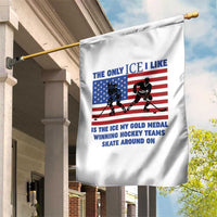 USA Gold Medal Hockey Patriotic American Flag Garden Flag The Only Ice I Like Champions