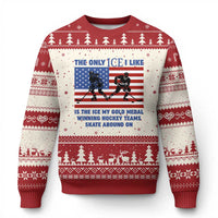 USA Gold Medal Hockey Patriotic American Flag Ugly Christmas Sweater The Only Ice I Like Champions