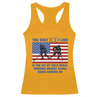 USA Gold Medal Hockey Patriotic American Flag Racerback Tank Top The Only Ice I Like Champions