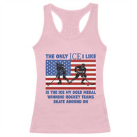 USA Gold Medal Hockey Patriotic American Flag Racerback Tank Top The Only Ice I Like Champions