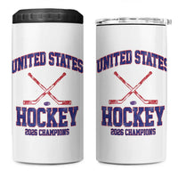 United States Hockey 2026 Champions 4 in 1 Can Cooler Tumbler Patriotic USA Ice Hockey Victory Fan