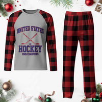 United States Hockey 2026 Champions Plaid Pajama Set Patriotic USA Ice Hockey Victory Fan