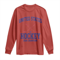 United States Hockey 2026 Champions Long Sleeve Shirt Patriotic USA Ice Hockey Victory Fan