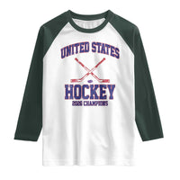 United States Hockey 2026 Champions Raglan Shirt Patriotic USA Ice Hockey Victory Fan