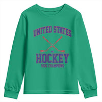 United States Hockey 2026 Champions Youth Sweatshirt Patriotic USA Ice Hockey Victory Fan