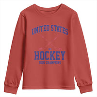 United States Hockey 2026 Champions Youth Sweatshirt Patriotic USA Ice Hockey Victory Fan