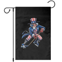 Uncle Sam Playing Hockey Patriotic Graphic Garden Flag Funny USA Ice Hockey American Pride