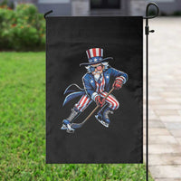 Uncle Sam Playing Hockey Patriotic Graphic Garden Flag Funny USA Ice Hockey American Pride
