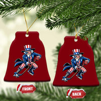 Uncle Sam Playing Hockey Patriotic Graphic Ceramic Ornament Funny USA Ice Hockey American Pride
