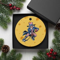 Uncle Sam Playing Hockey Patriotic Graphic Ceramic Ornament Funny USA Ice Hockey American Pride