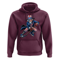 Uncle Sam Playing Hockey Patriotic Graphic Hoodie Funny USA Ice Hockey American Pride