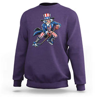 Uncle Sam Playing Hockey Patriotic Graphic Sweatshirt Funny USA Ice Hockey American Pride