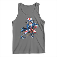 Uncle Sam Playing Hockey Patriotic Graphic Tank Top Funny USA Ice Hockey American Pride