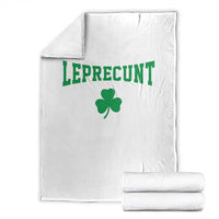 Leprecunt Bold Shamrock Graphic Throw Blanket Funny Irish St Patricks Day Party Adult Humor