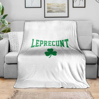 Leprecunt Bold Shamrock Graphic Throw Blanket Funny Irish St Patricks Day Party Adult Humor