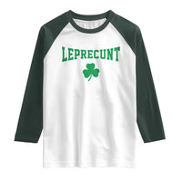 Leprecunt Bold Shamrock Graphic Raglan Shirt Funny Irish St Patricks Day Party Adult Humor