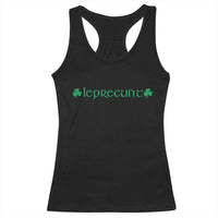 Leprecunt Celtic Style Shamrock Graphic Racerback Tank Top Edgy Irish Adult Humor for St Patricks Day