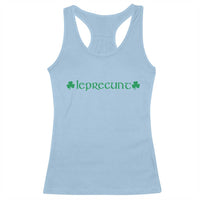 Leprecunt Celtic Style Shamrock Graphic Racerback Tank Top Edgy Irish Adult Humor for St Patricks Day