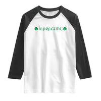 Leprecunt Celtic Style Shamrock Graphic Raglan Shirt Edgy Irish Adult Humor for St Patricks Day