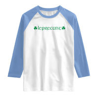 Leprecunt Celtic Style Shamrock Graphic Raglan Shirt Edgy Irish Adult Humor for St Patricks Day