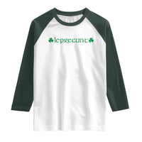 Leprecunt Celtic Style Shamrock Graphic Raglan Shirt Edgy Irish Adult Humor for St Patricks Day
