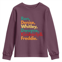 90s Black Sitcom HBCU Culture Tribute Youth Sweatshirt Ron Denise Whitley Dwayne Kimberly Freddie