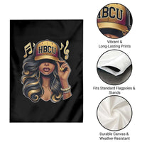 HBCU Queen Vibes Garden Flag Melanin Music College Pride for Black Excellence Supporters