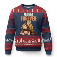 Friends Forever Viral Punch The Monkey Ugly Christmas Sweater Cute Baby Monkey Hugging Plush Toy Best Friend Gift