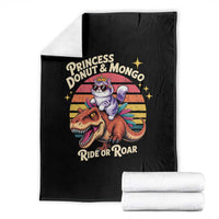 Princess Donut and Mongo Ride or Roar Throw Blanket Funny Cat Riding Dinosaur Retro Sunset
