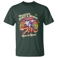 Princess Donut and Mongo Ride or Roar T Shirt Funny Cat Riding Dinosaur Retro Sunset